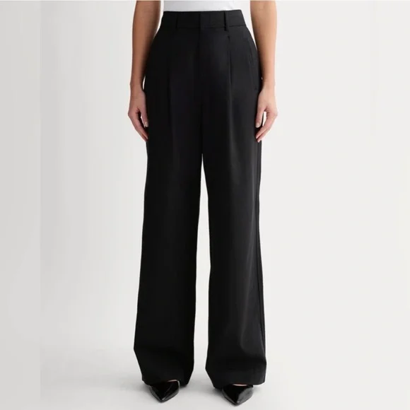 Everlane The Draper Pleated Pant in Buttersmooth Black - Picture 1 of 6